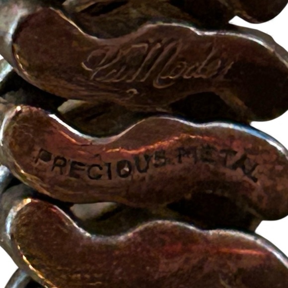 1940s La Mode Precious Metal Gold Tone Sweetheart Expandable Bracelet WWII Era - Picture 5 of 8